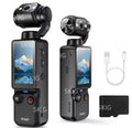Compact 4K Camera with 180° Rotating Lens &amp; Built-in Light